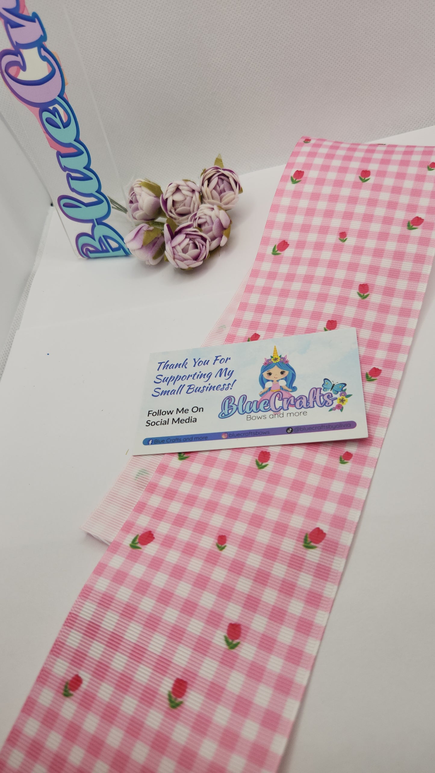 Grosgrain Ribbon 3 inch "Gingham Tulip"