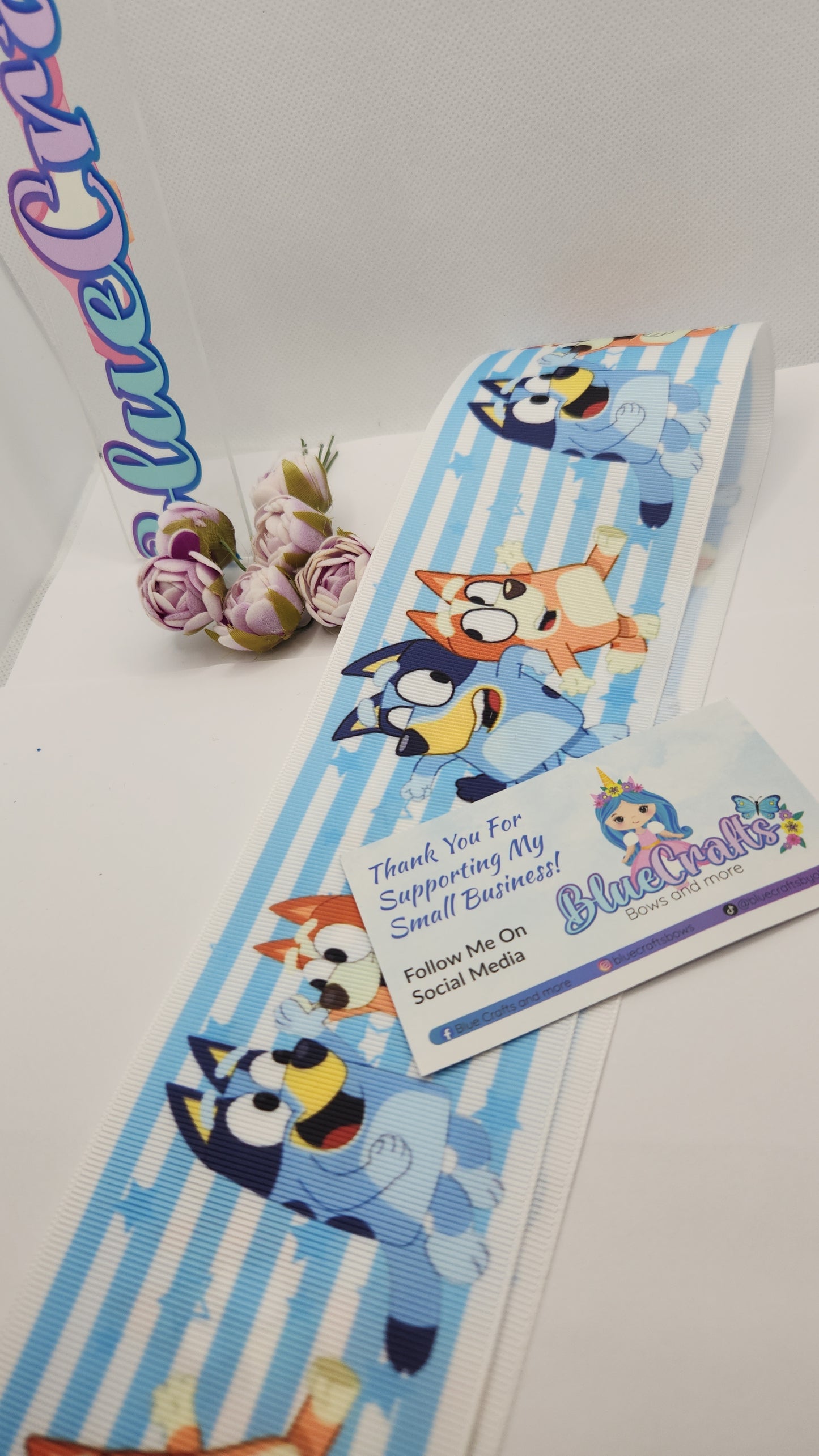 Grosgrain Ribbon 3 inch "Blue dog , Sister dogs"