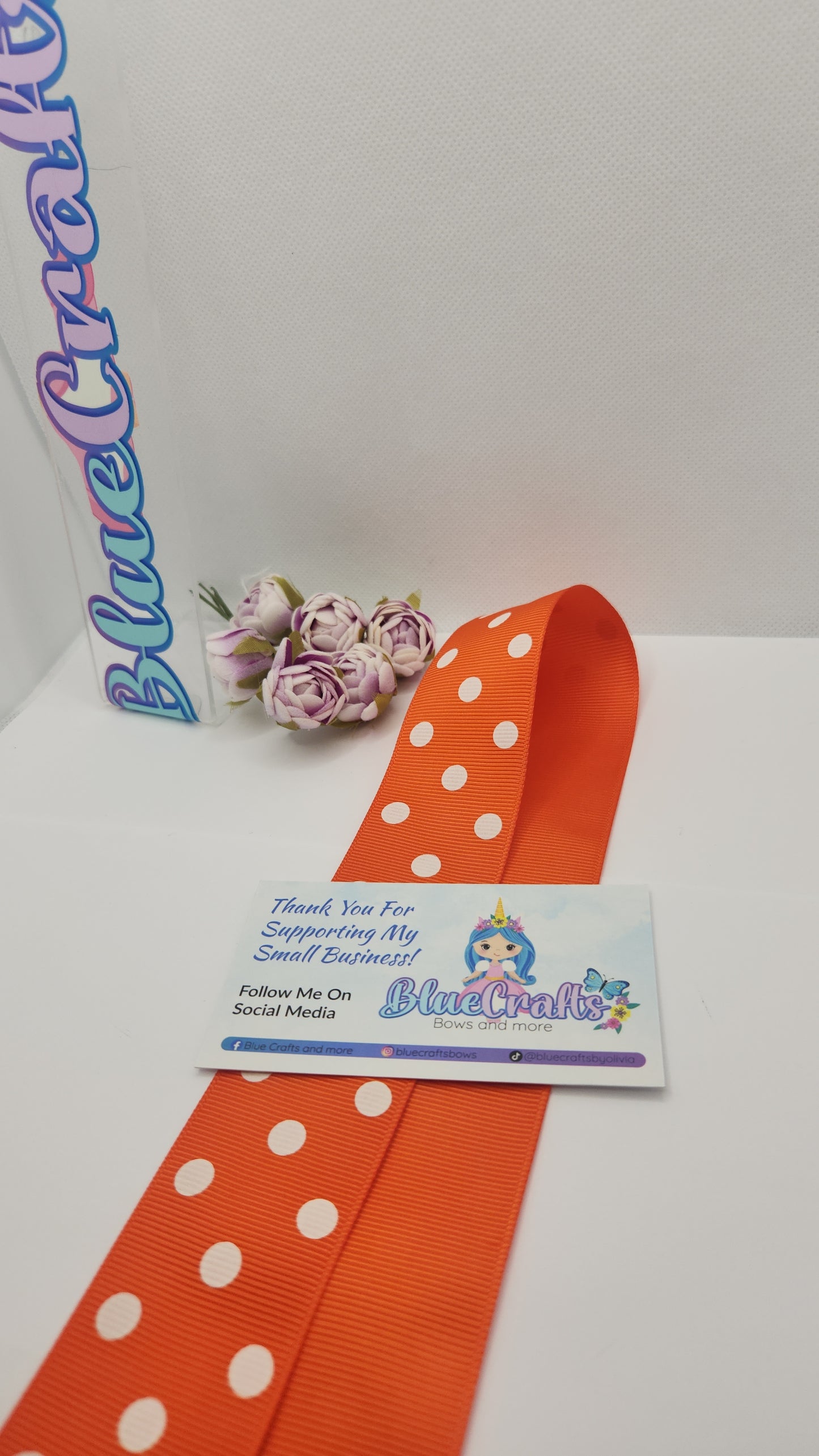 Grosgrain Ribbon 1.5 "Orange with polka dots"