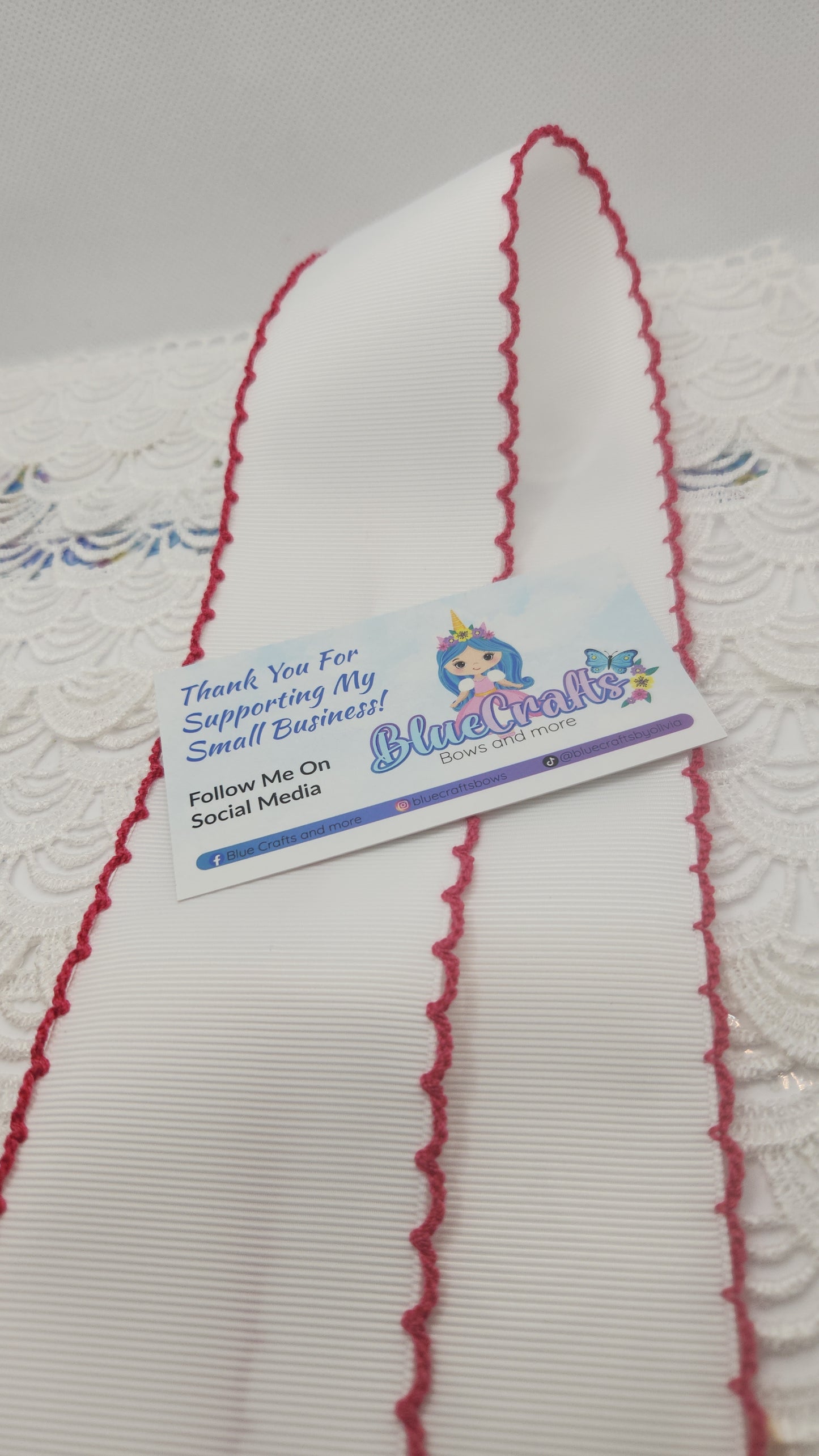 Moonstitich Ribbon "White/Shocking Pink"