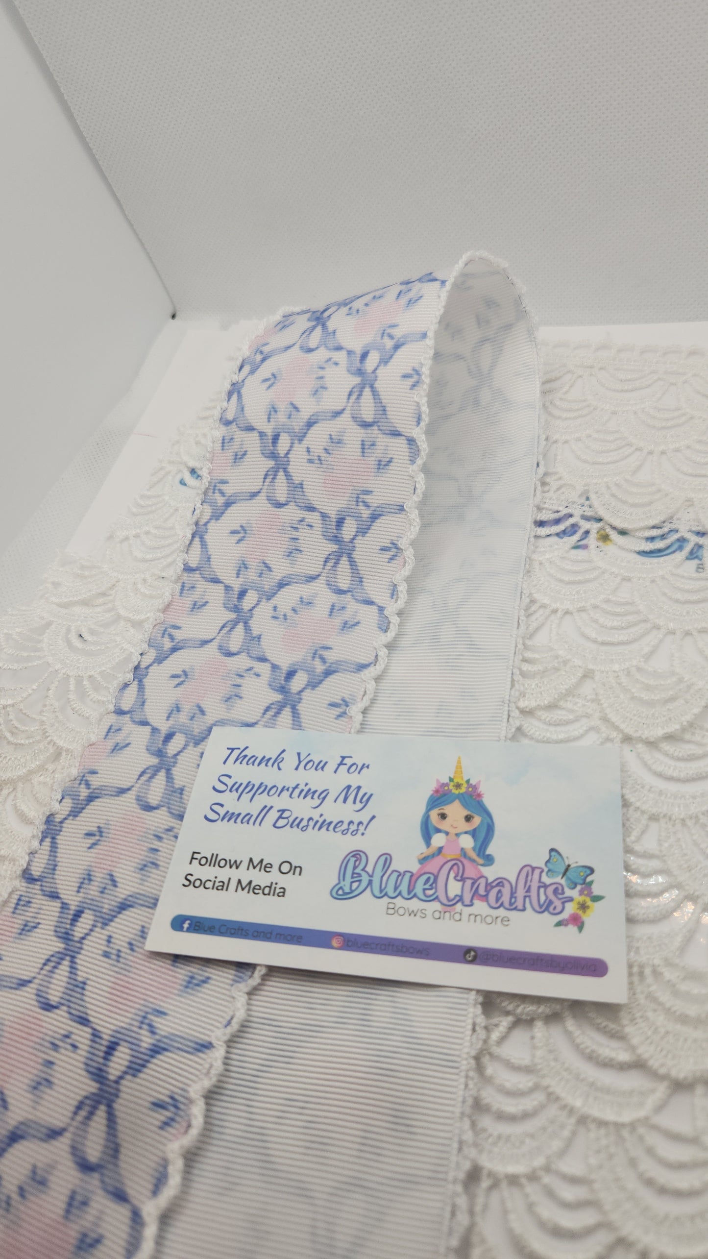 Moonstitich Print Ribbon "Blue Bows"