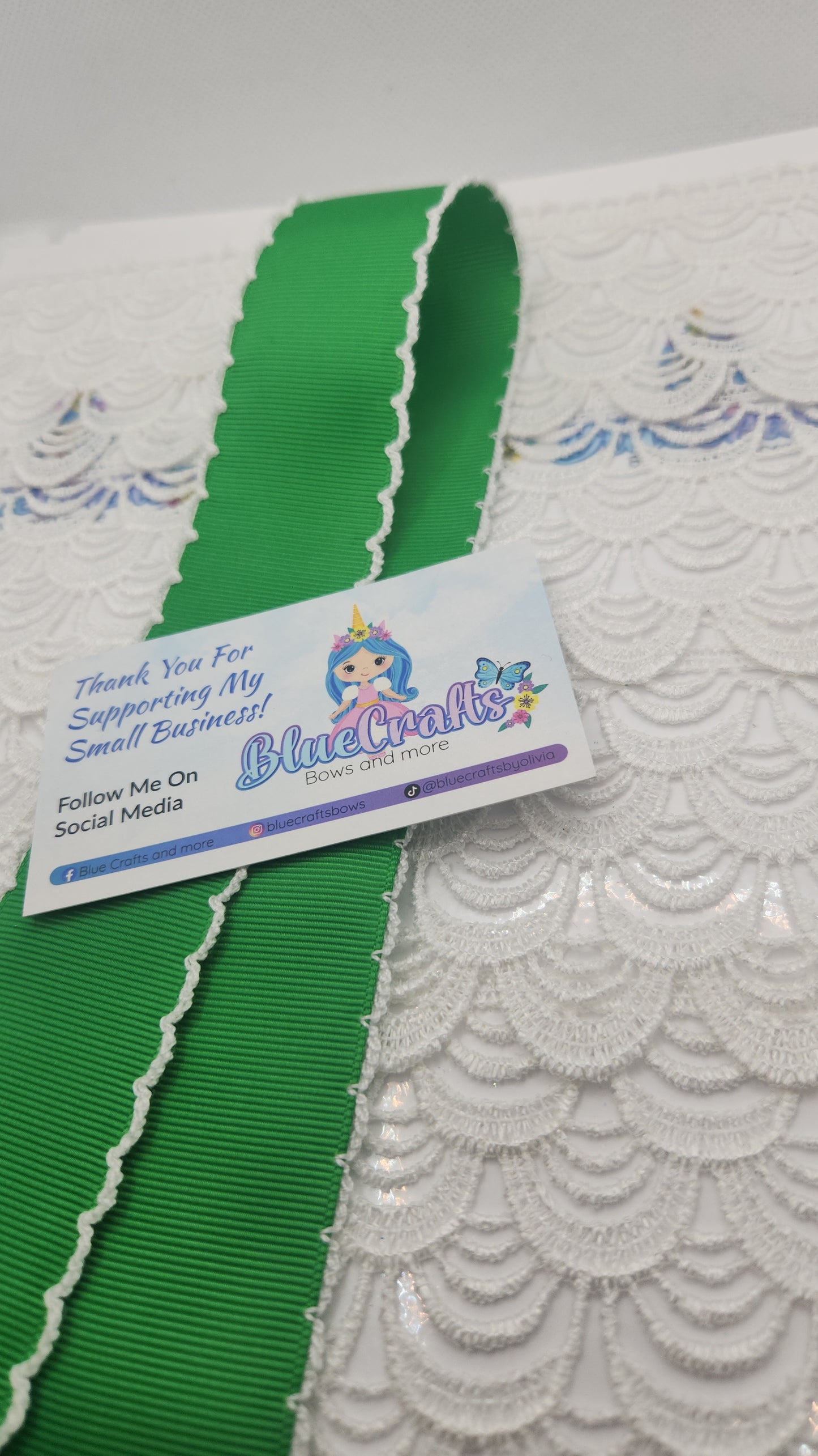 Moonstitich Ribbon "Green Emerald/White"