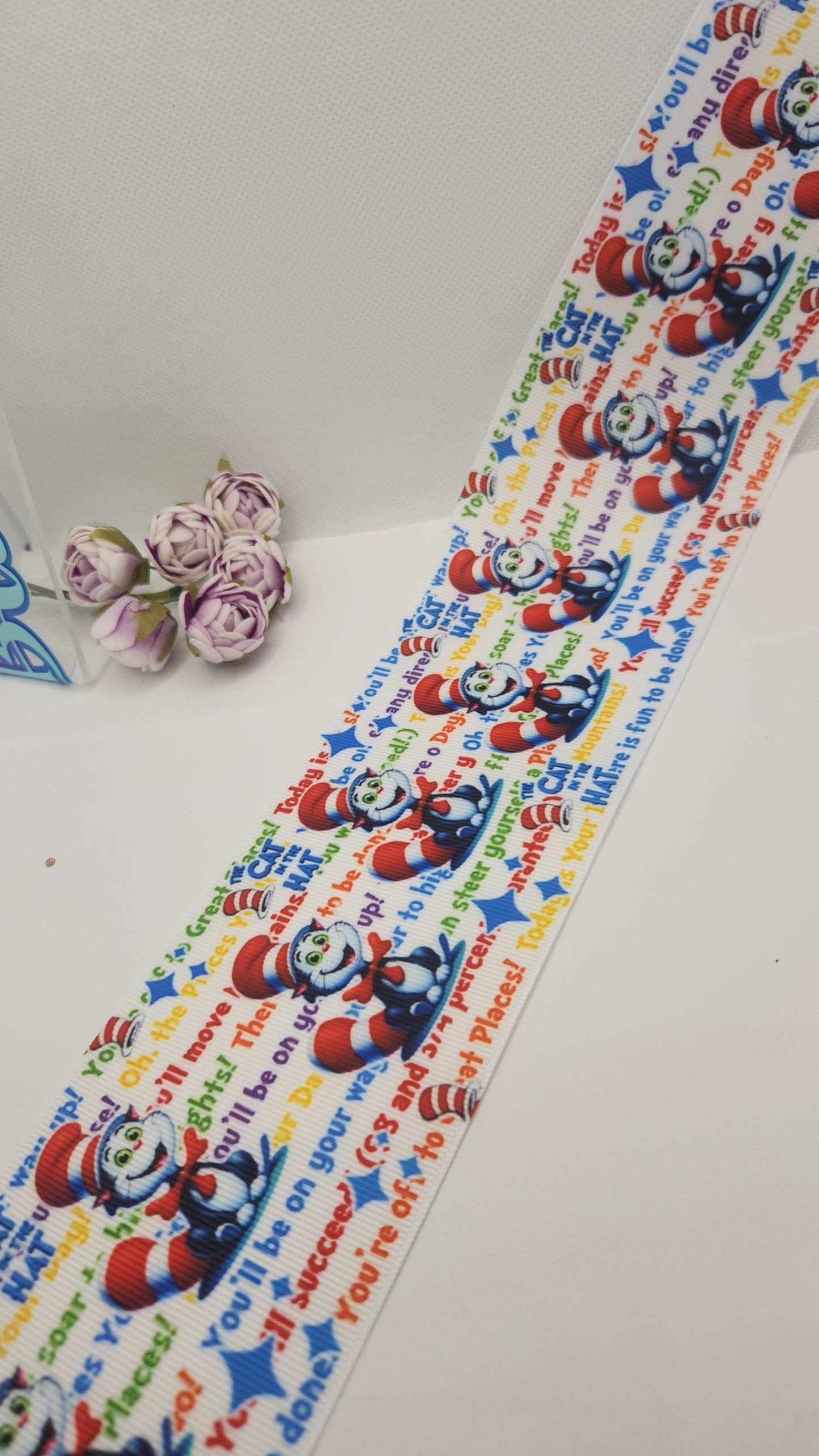 Grosgrain Ribbon 3inch "The cat in the hat"