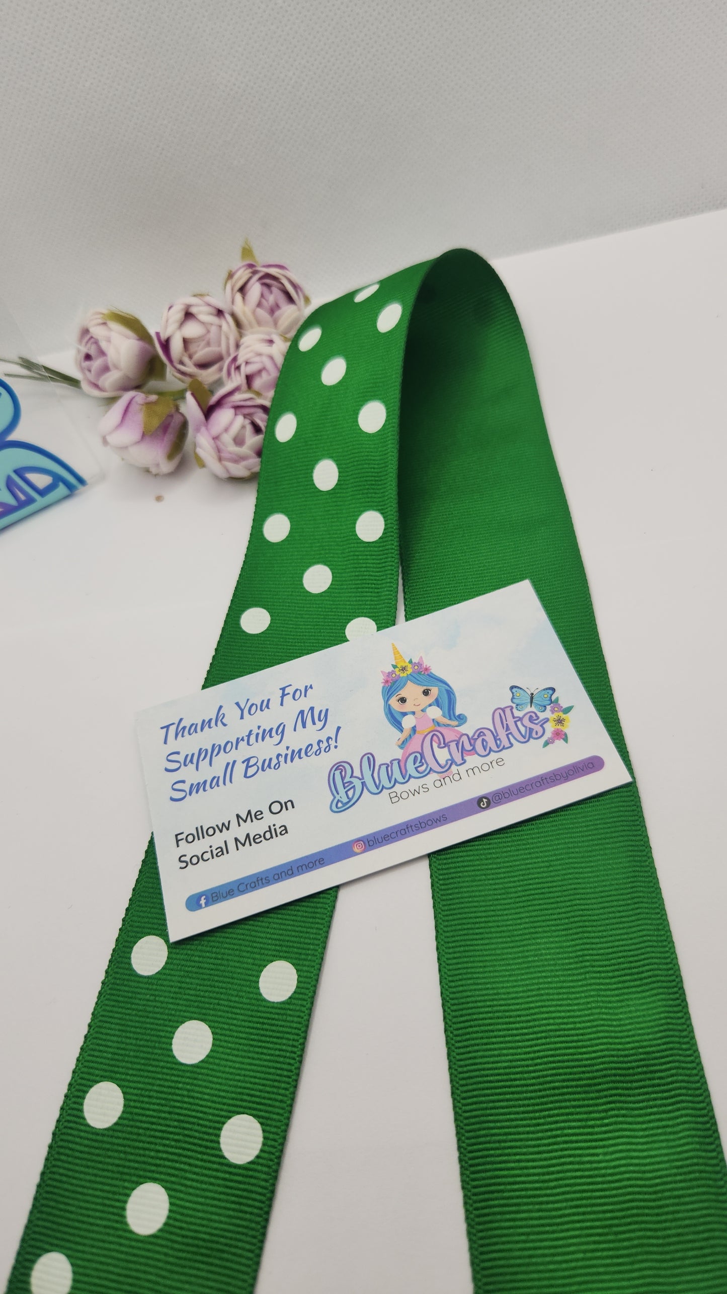 Grosgrain Offray Ribbon 1.5 "Classic Green with Polka Dots"