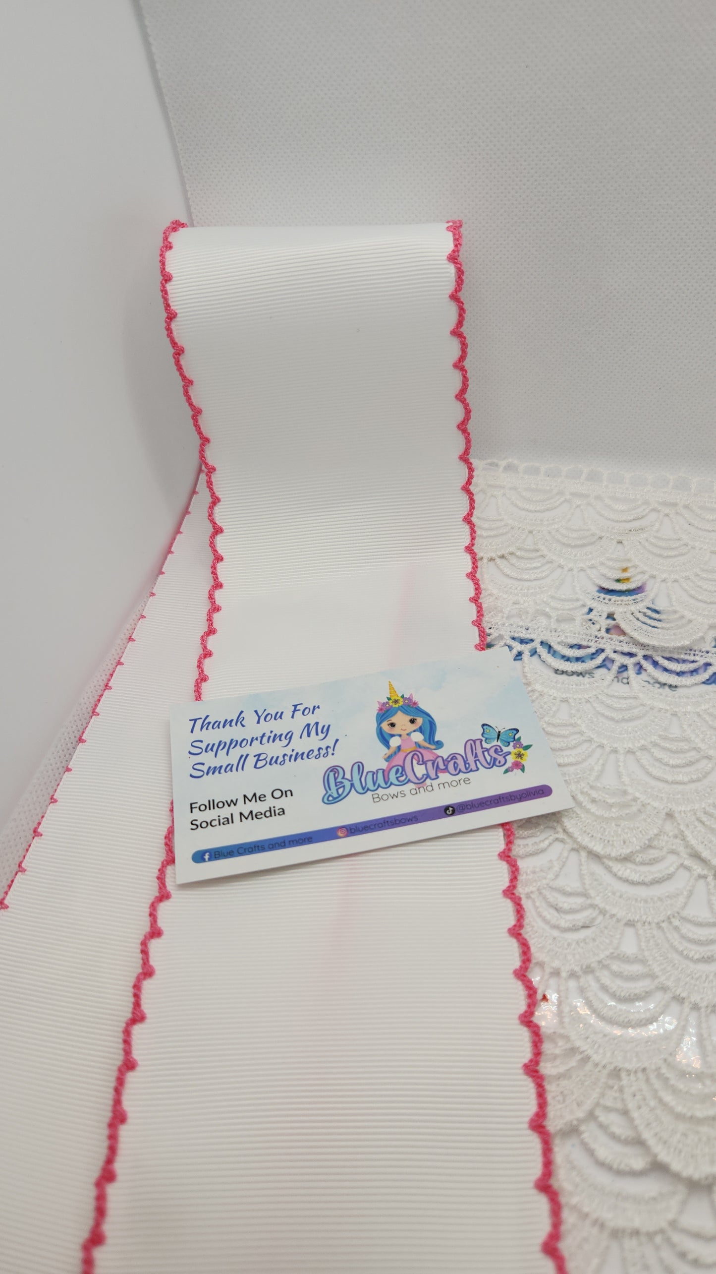 Moonstitich Ribbon "White/Hot Pink"