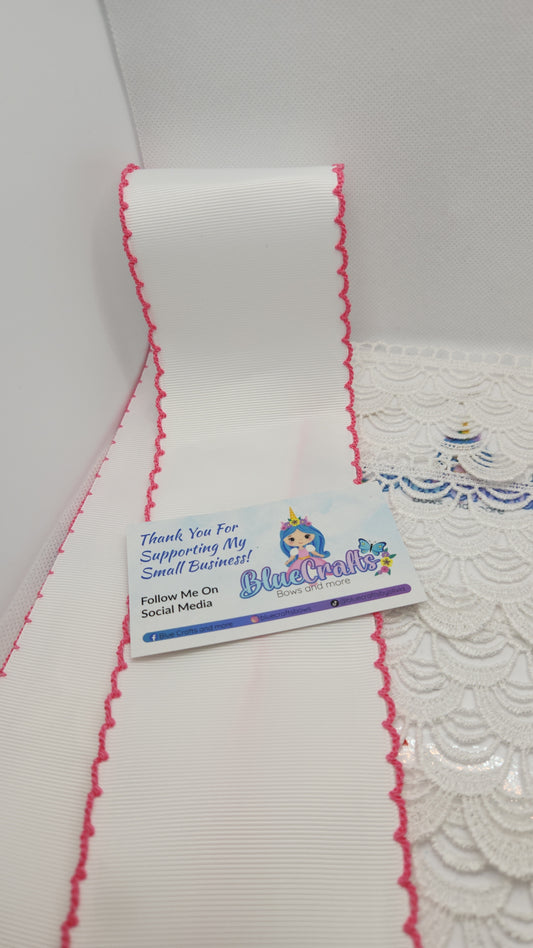Moonstitich Ribbon "White/Hot Pink"