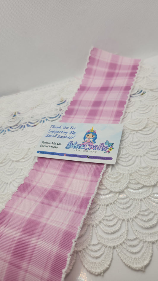 Moonstitich Print Ribbon 3" Orchid Squares