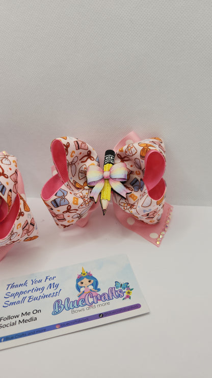 Pair of Mini Boutique Hairbows 3.5" & 4"with shaker,