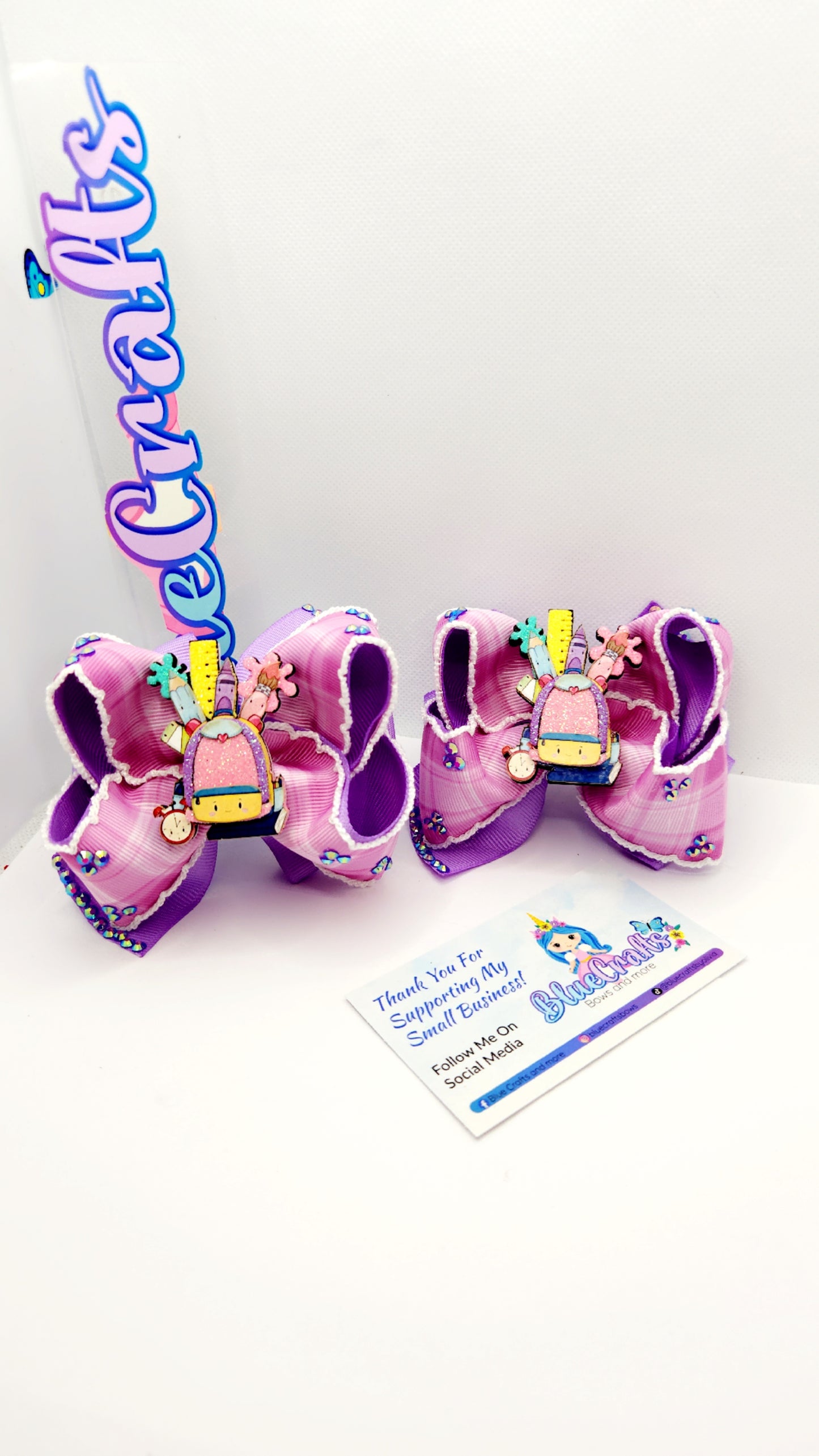 Pair of Mini Boutique Hairbows 3.5" & 4"with shaker,