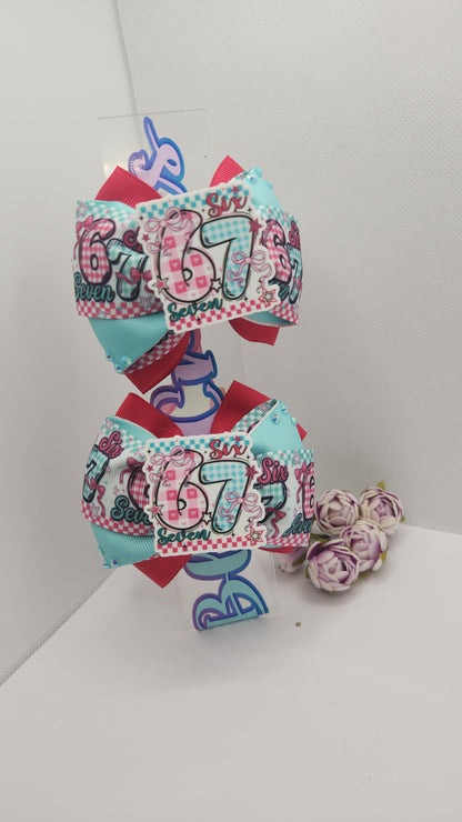 Pigtails "6 7" 3.5" each bow