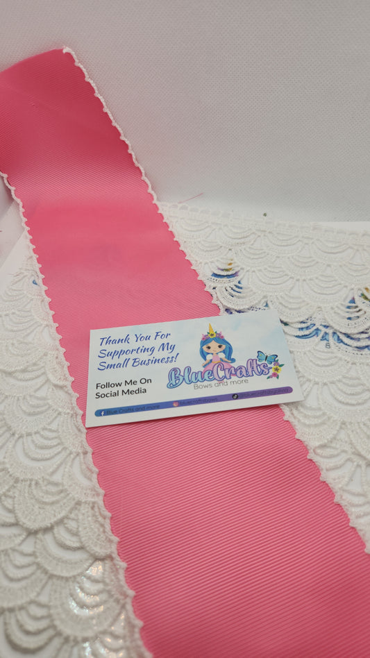 Moonstitich Ribbon "Hot pink/White"
