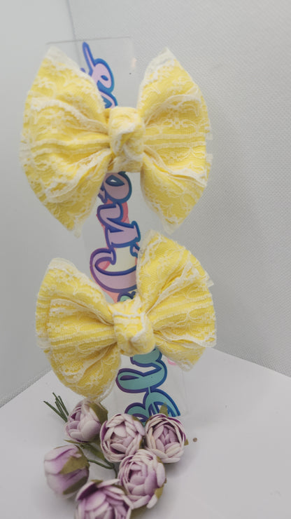 Beautiful Pigtails yellow with lace 3.5"