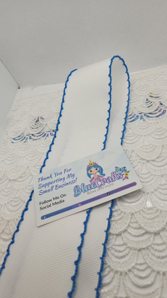 Moonstitich Ribbon "White/Island Blue"