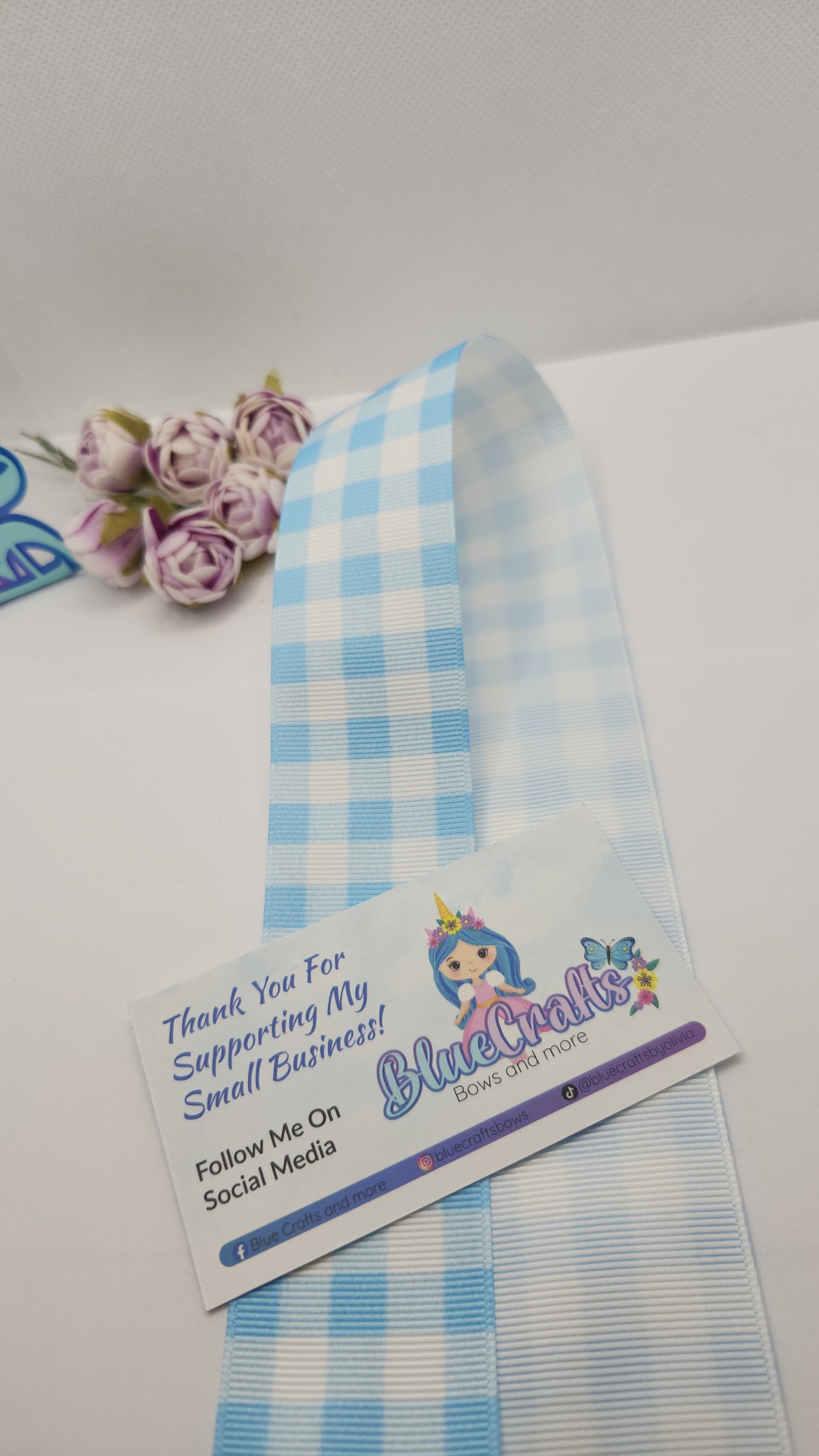 Grosgrain Ribbon "Gingham Blue" 1.5