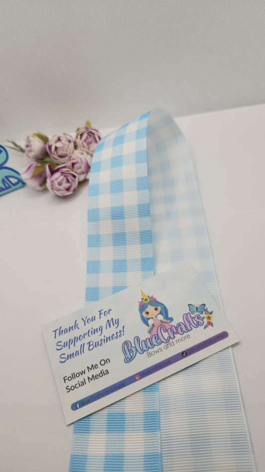 Grosgrain Ribbon "Gingham Blue" 1.5
