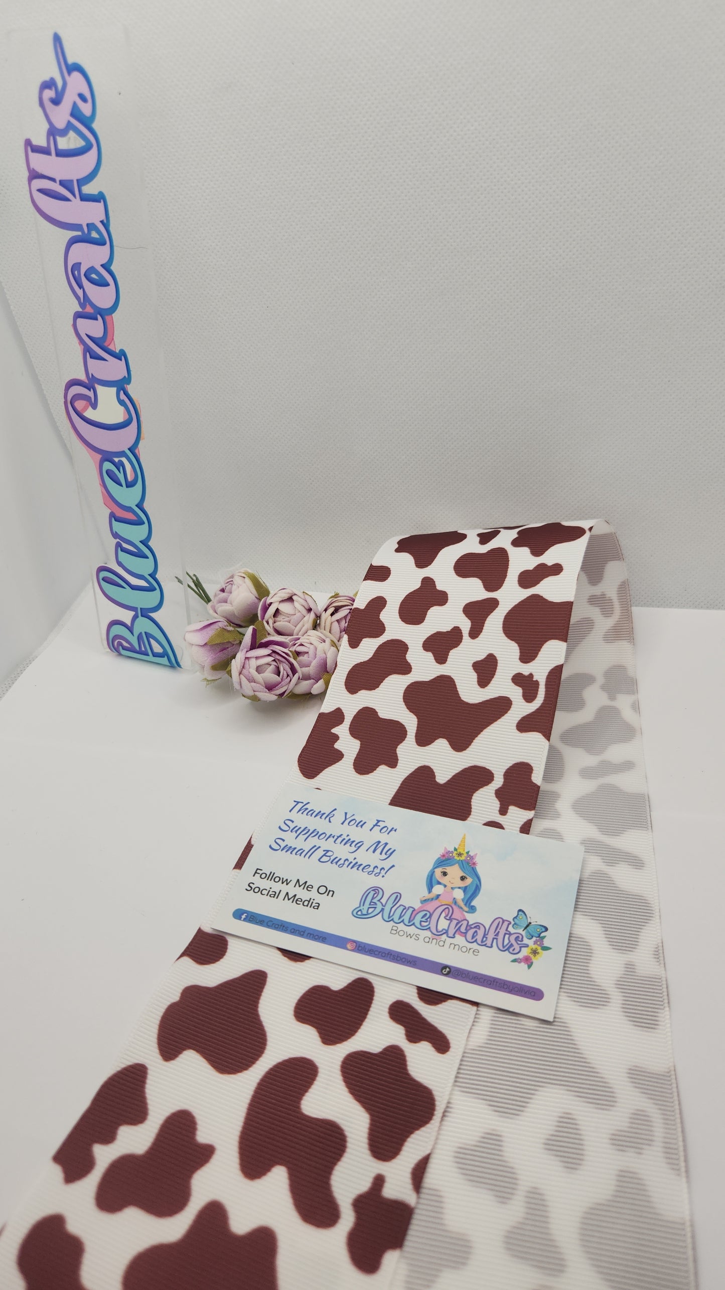 Grosgrain Ribbon 3inch "Cow Print"