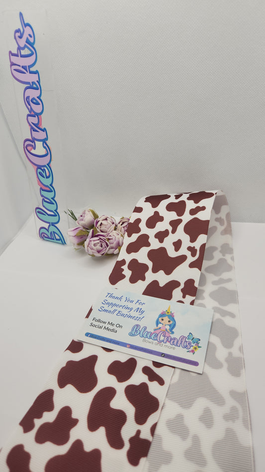 Grosgrain Ribbon 3inch "Cow Print"