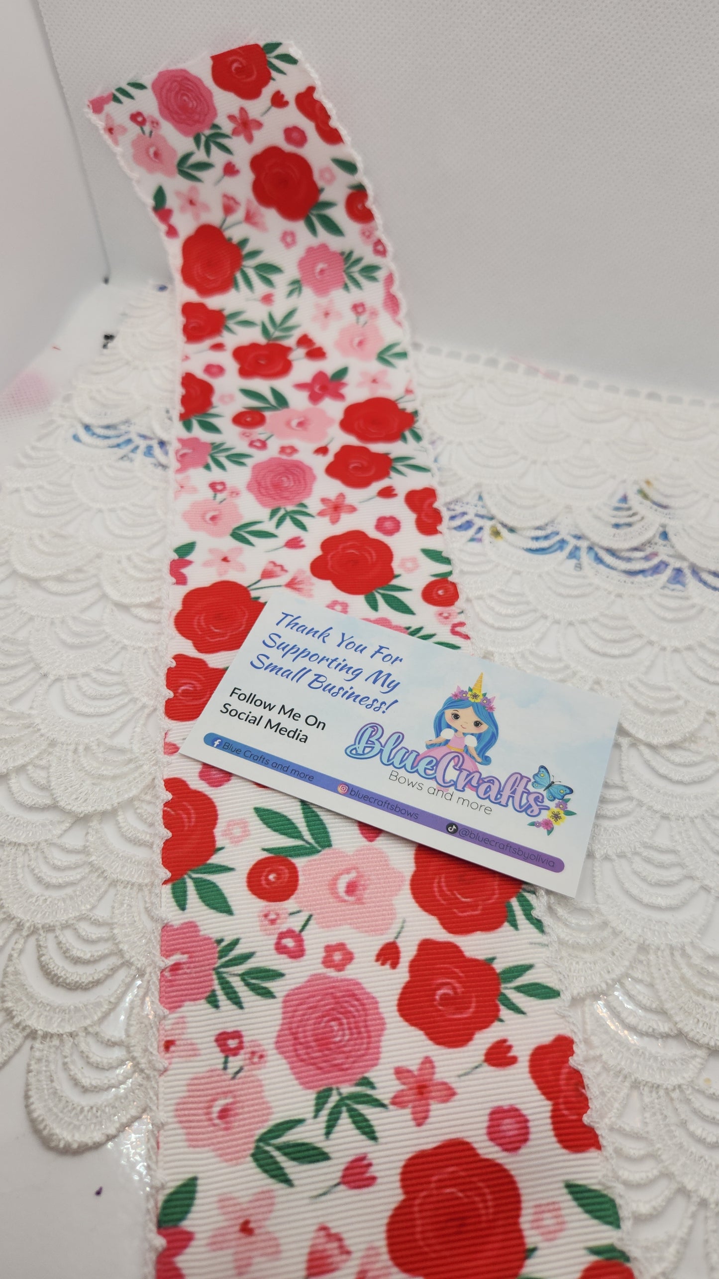 Moonstitich Print Ribbon "Red Flowers"