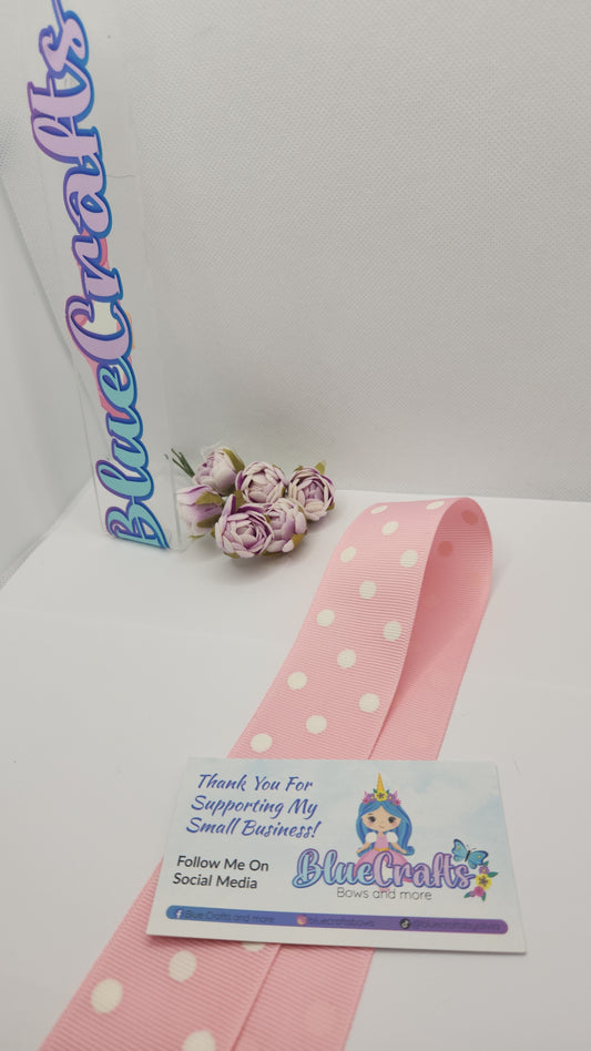 Grosgrain Ribbon 1.5 "Lt.Pink with polka dots"