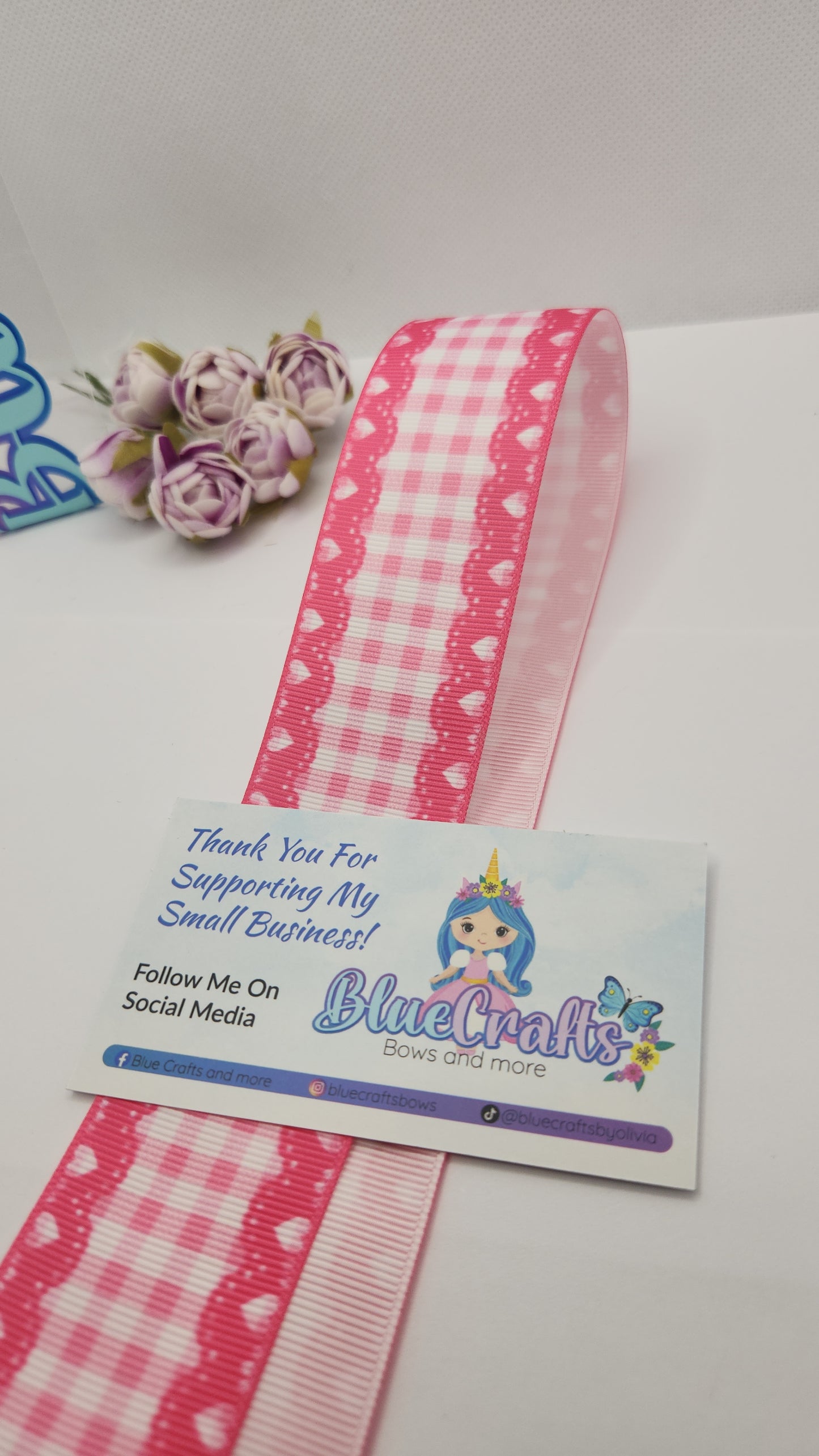 Grosgrain Ribbon 1.5"Hot Pink Gingham "