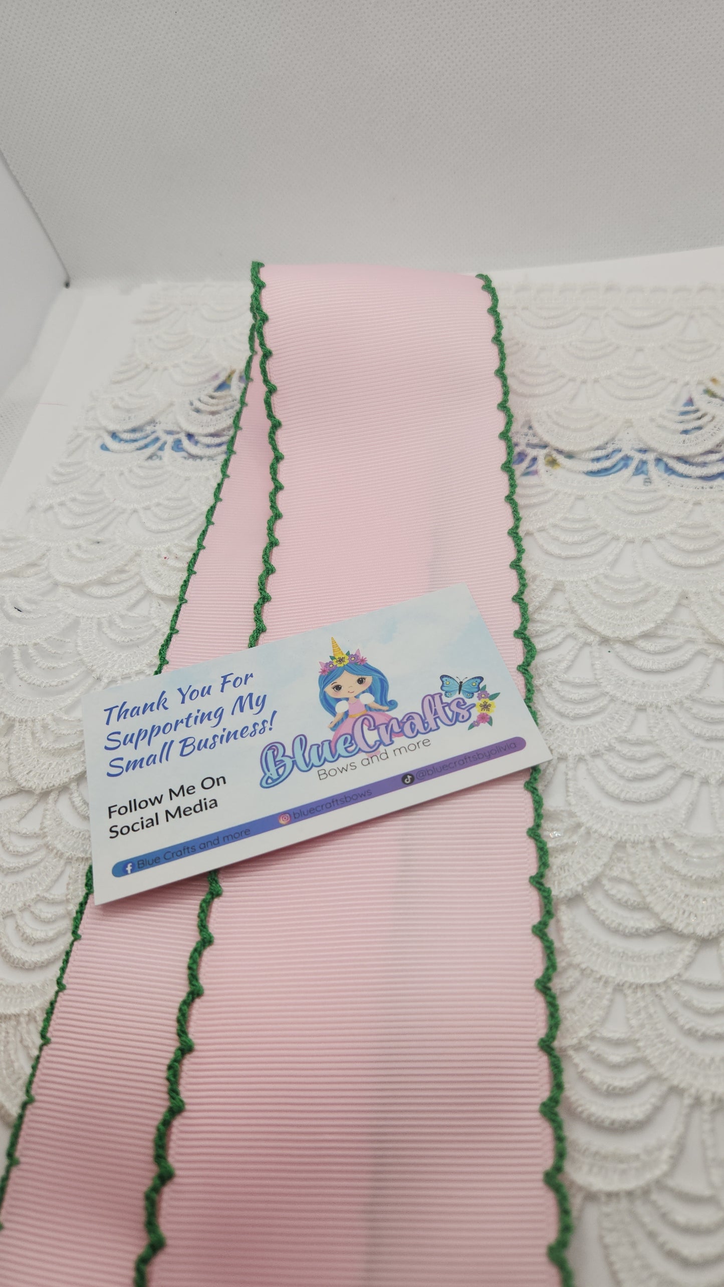 Moonstitich Ribbon "Pearl Pink/Emerald"
