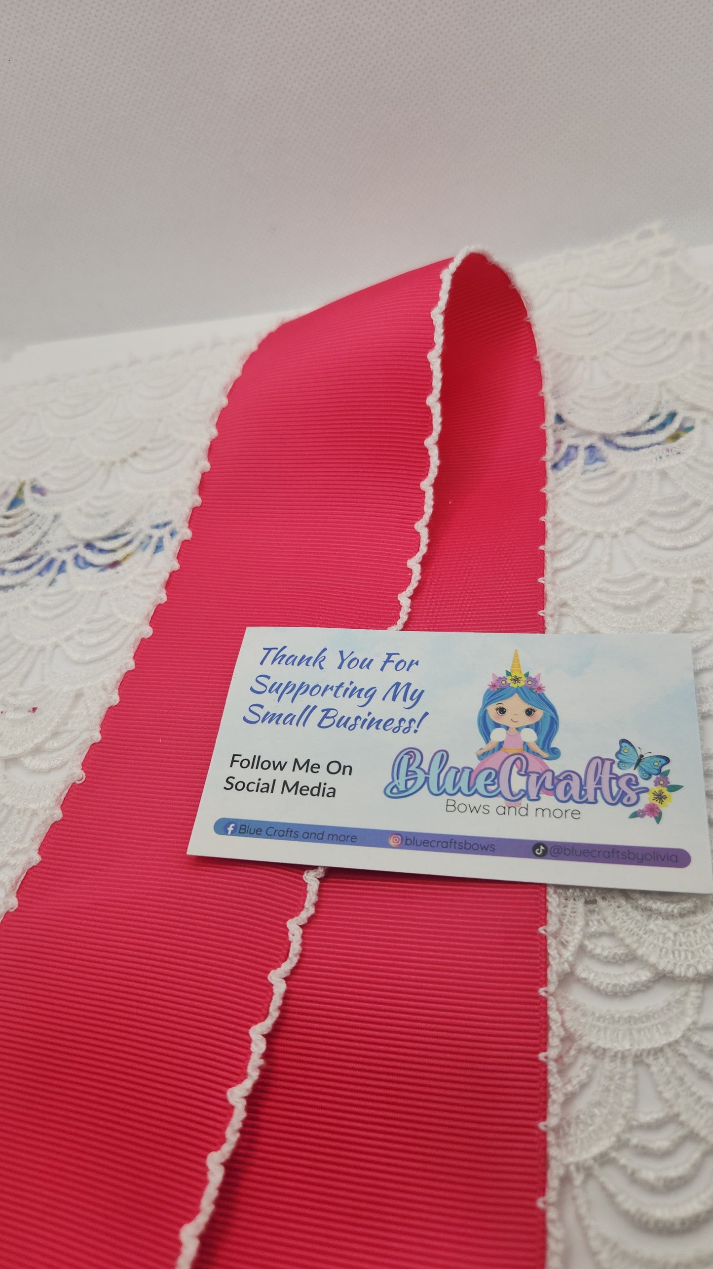 Moonstitich Ribbon "Shocking Pink/White"