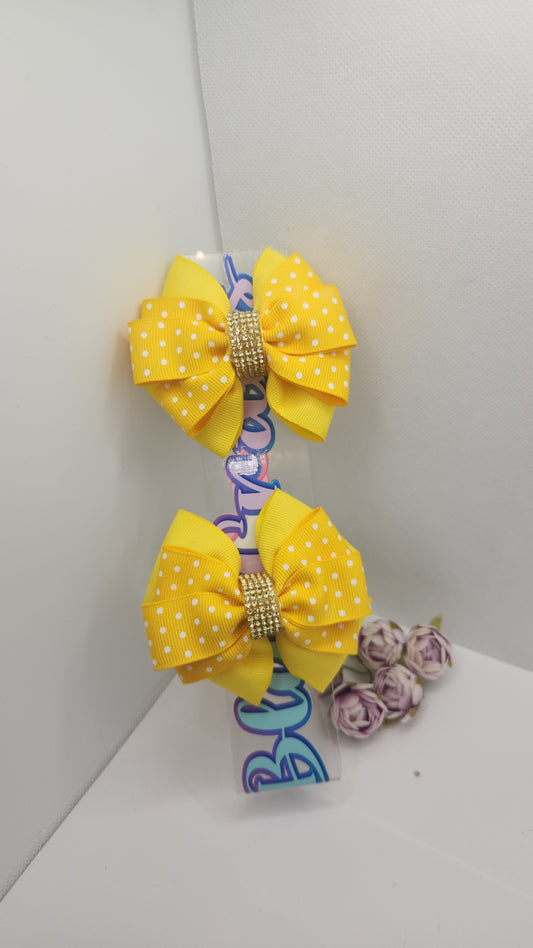 Set of 2 Yellow Swiss dots 3"