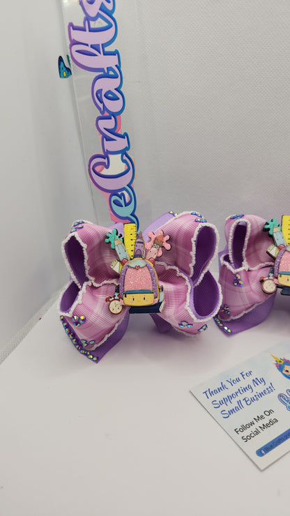 Pair of Mini Boutique Hairbows 3.5" & 4"with shaker,