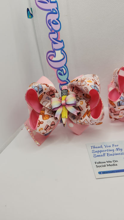 Pair of Mini Boutique Hairbows 3.5" & 4"with shaker,