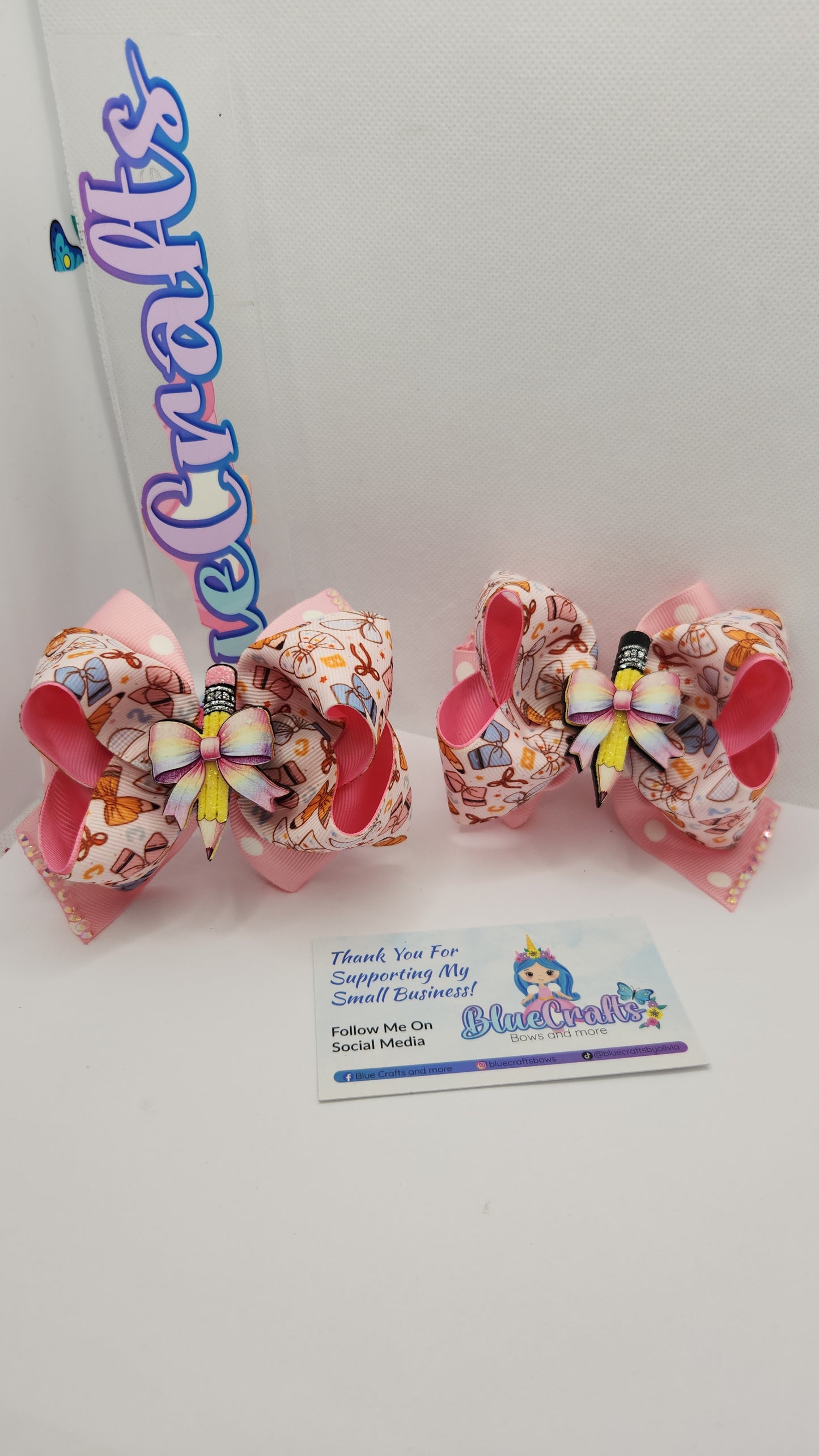 Pair of Mini Boutique Hairbows 3.5" & 4"with shaker,