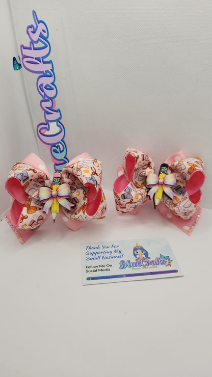 Pair of Mini Boutique Hairbows 3.5" & 4"with shaker,