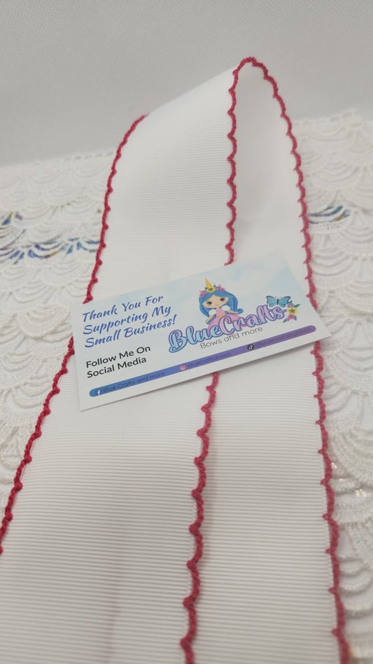 Moonstitich Ribbon "White/Shocking Pink"