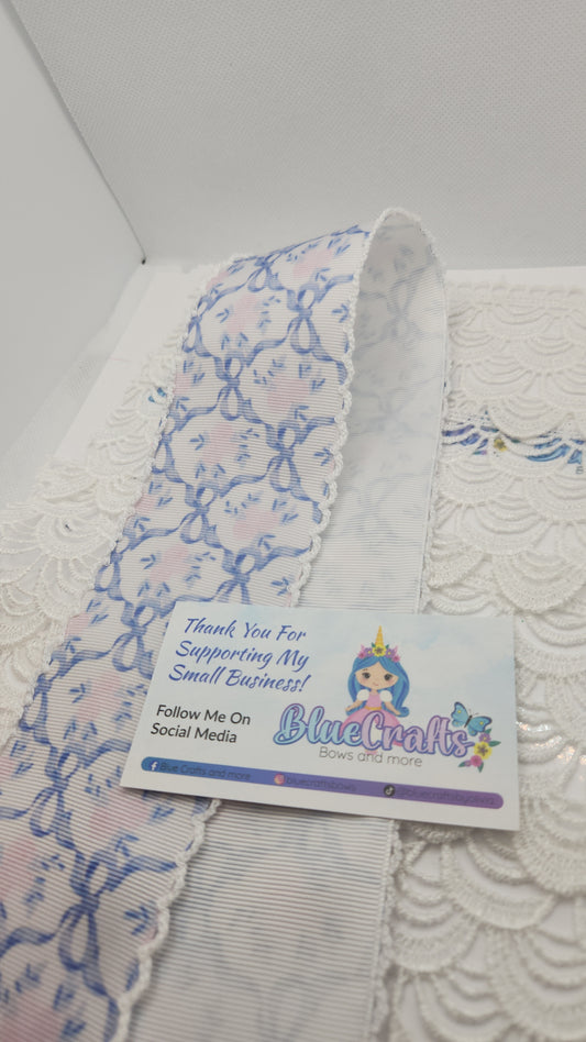 Moonstitich Print Ribbon "Blue Bows"